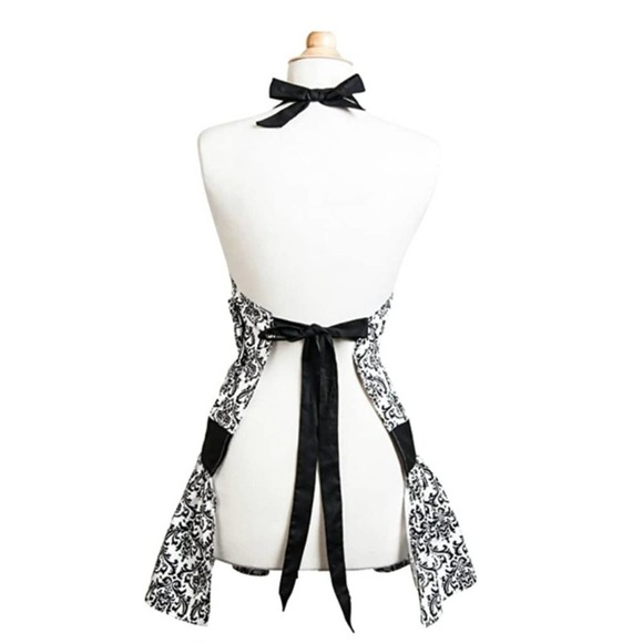NWT Damask Black Apron - Picture 2 of 4